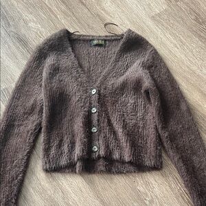Truth Chocolate Fuzzy Cardigan